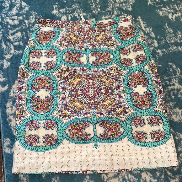 Maeve lined linen style colorful pattern skirt NWOT 6 - Picture 1 of 5